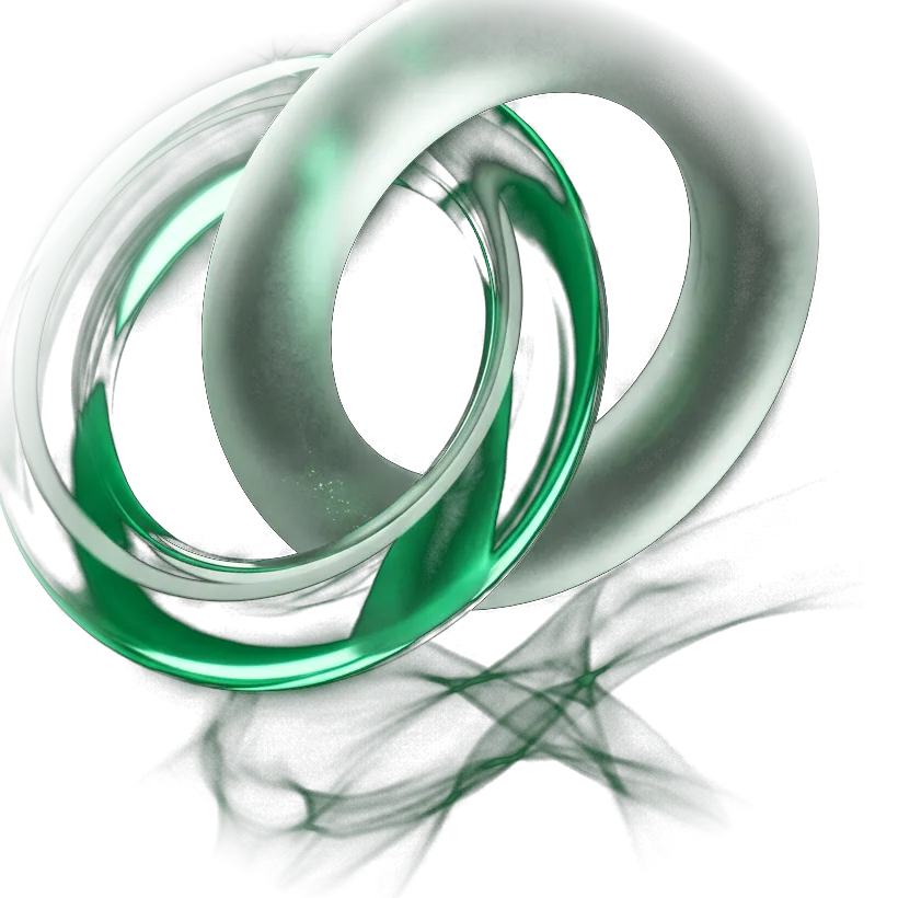 Dos anillos de vidrio entrelazados: el símbolo del loop